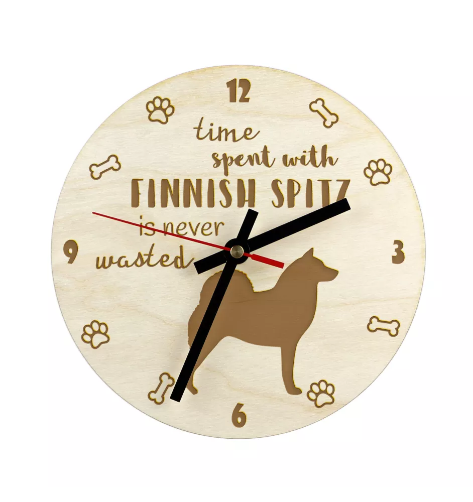 Spitz finlandais - horloge avec chien, horloge en bois avec gravure, horloge personnalisée par Art-Dog