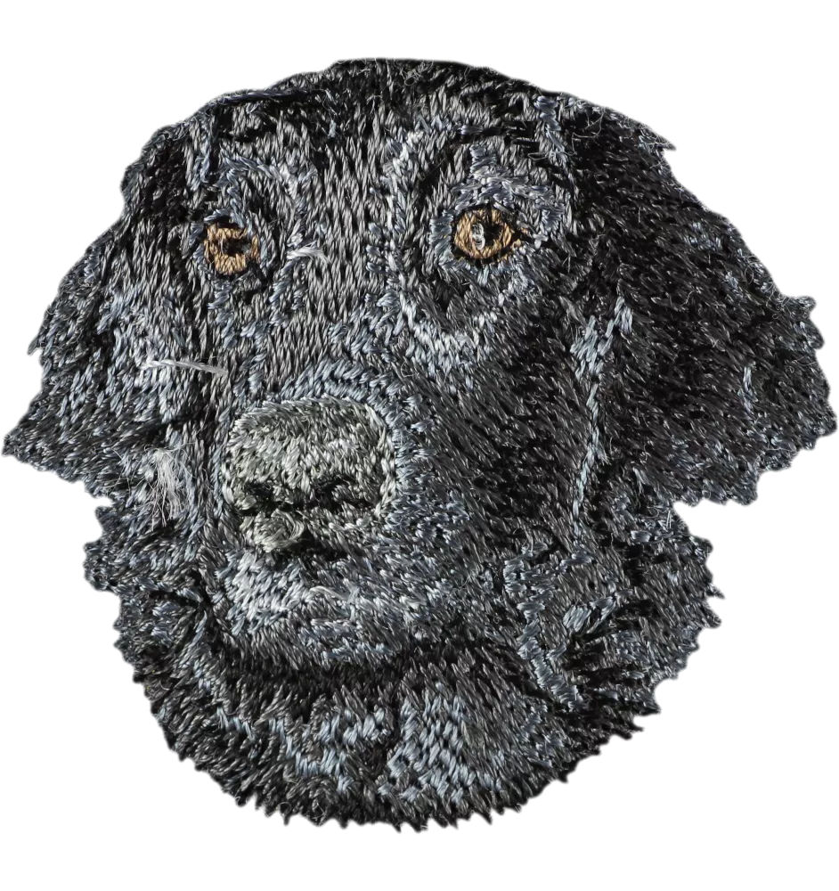 Retriever à poil plat - écusson en forme de chien, patch brodé, décoration unique pour sac à dos de la marque Art-Dog