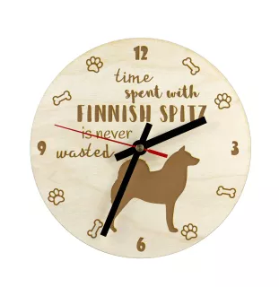 Finnish Spitz, Finnish Hunting Dog, Finnish Spets - clock with a dog, wooden clock, wall clock for dog lovers, clock for desk and shelf, Art-Dog