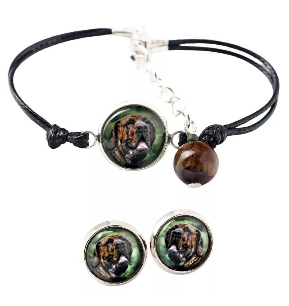 Fila Brasileiro bransoletka i kolczyki ze zdjęciem Art-Dog