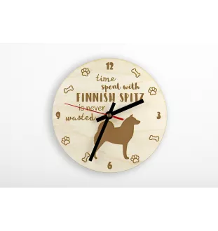 Finnish Spitz, Finnish Hunting Dog, Finnish Spets - clock with a dog, wooden clock, wall clock for dog lovers, clock for desk and shelf, Art-Dog