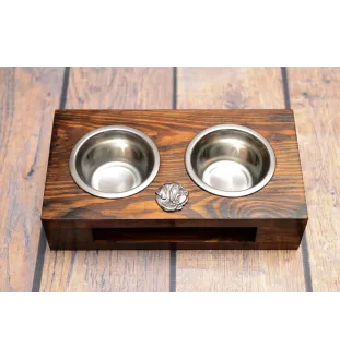 Fila Brasileiro - wooden stand with bowls for a dog, steel dog bowls, a gift for adopting a dog from the Art-Dog brand