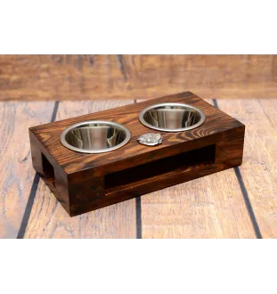 Fila Brasileiro - wooden stand with bowls for a dog, steel dog bowls, a gift for adopting a dog from the Art-Dog brand