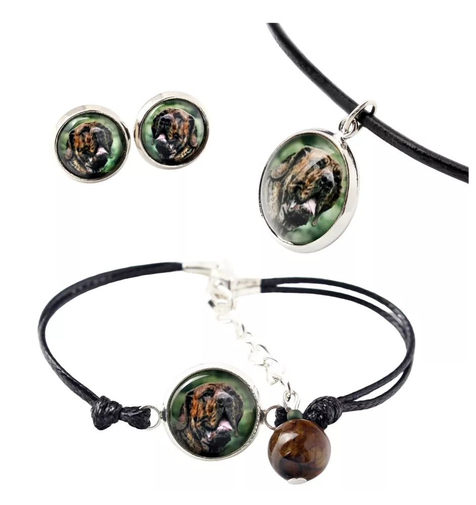 Fila Brasileiro - ensemble de bijoux dans une boîte, collier, boucles d'oreilles, bracelet, produits de la marque Art-Dog