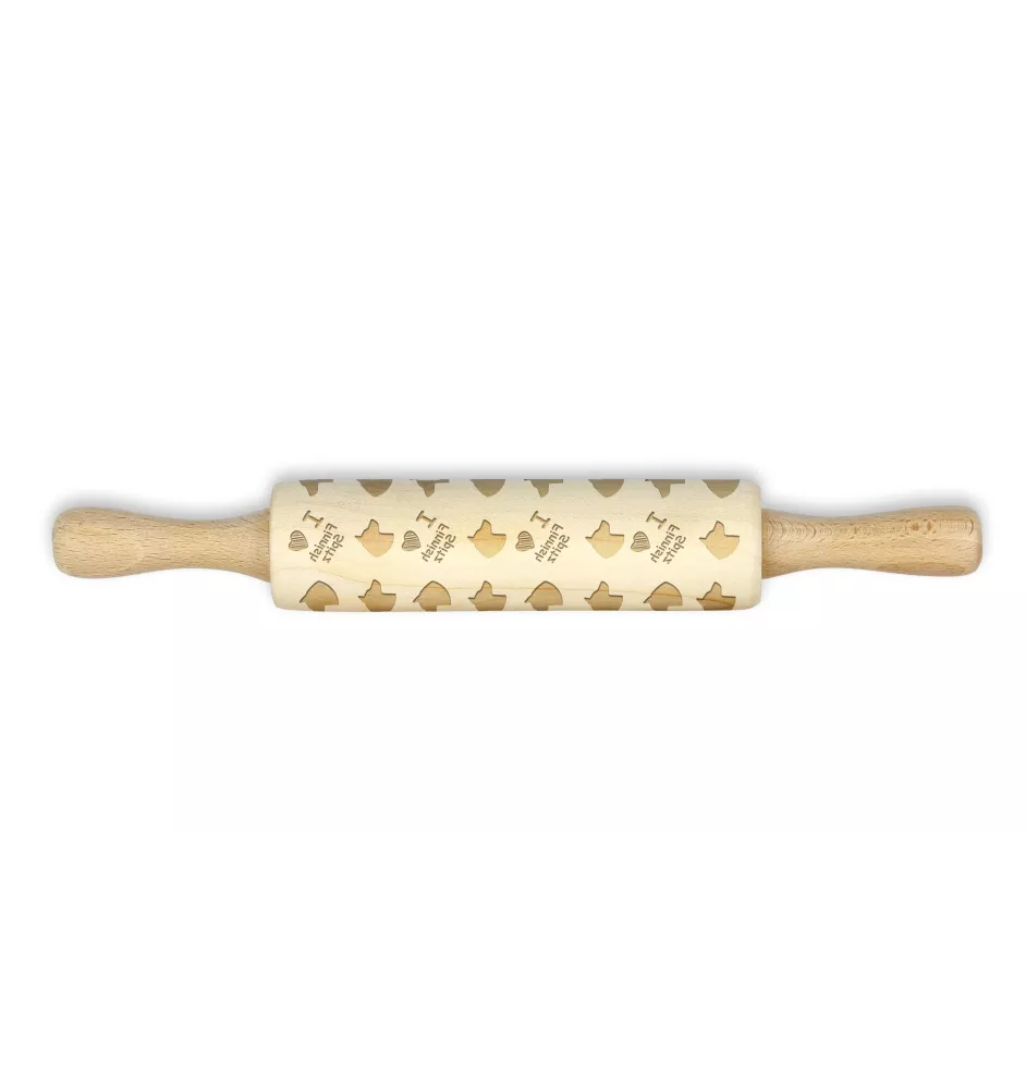 Finnish Spitz, Finnish Hunting Dog, Finnish Spets - small rolling pin with a dog pattern, a rolling pin for children's dough, decorating ceramic clay by Art-Dog brand