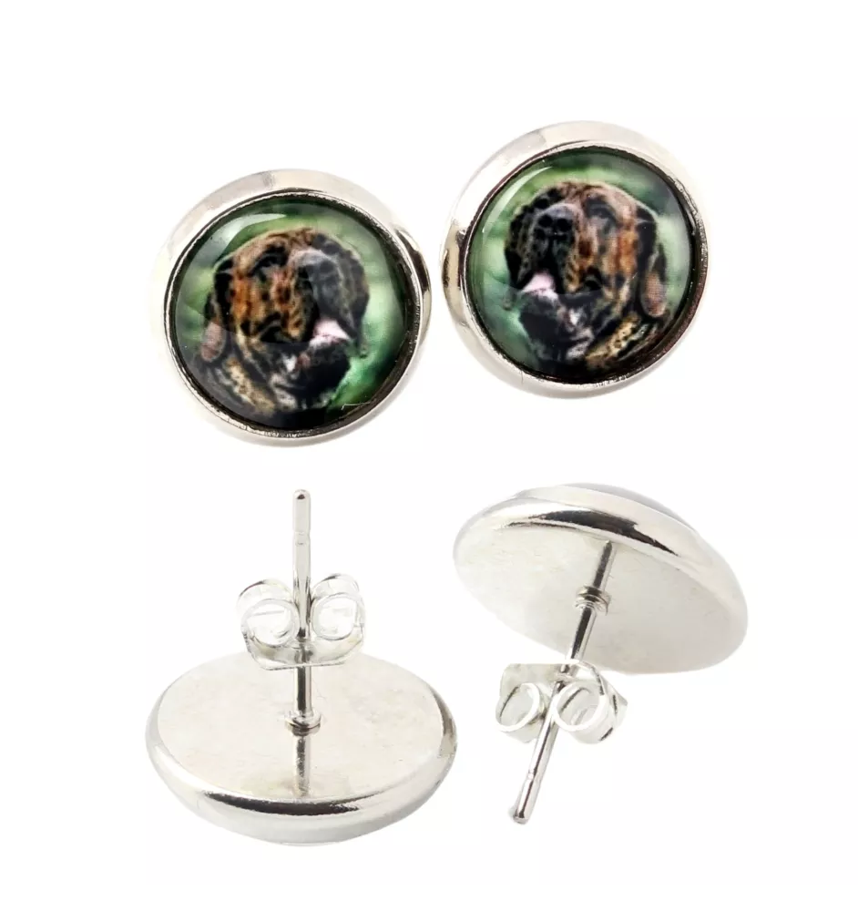 Fila Brasileiro - boucles d'oreilles dans une boîte, votre photo, bijoux faits à la main, produit de la marque Art-Dog.