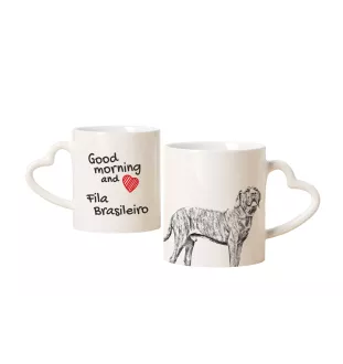 Fila Brasileiro - cup with a dog, adorable cup with a heart-shaped handle, universal gift from the Art-Dog brand