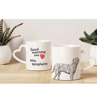 Fila Brasileiro, Brasilianischer Mastiff - Tasse mit Hund, entzückende Tasse mit herzförmigem Henkel, universelles Geschenk der Marke Art-Dog