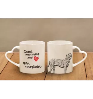 Fila Brasileiro - cup with a dog, adorable cup with a heart-shaped handle, universal gift from the Art-Dog brand