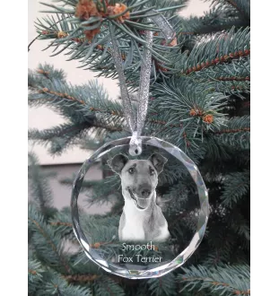 Fox Terrier Glatthaar, Foxterrier - Kristallkugel mit Foto, Hundebild im Kristall, personalisierter Christbaumschmuck von Art-Dog.