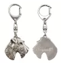 Fox Terrier Wire - Silver-plated key ring with dog, handbag decoration, backpack pendant by Art-Dog brand