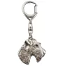 Fox Terrier Wire - Silver-plated key ring with dog, handbag decoration, backpack pendant by Art-Dog brand