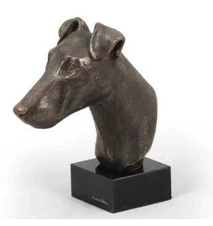 Fox Terrier Glatthaar, Foxterrier - Hundestatue, Büste auf Steinsockel, Skulptur, Trophäe für Hundeausstellung der Marke Art-Dog