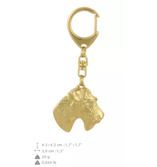 Fox Terrier Drahthaar, Foxterrier - Vergoldeter Schlüsselanhänger mit Hund, Handtaschenschmuck, Luxus-Accessoire der Marke Art-Dog