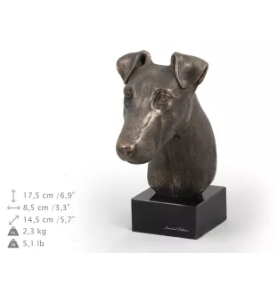 Fox Terrier Smooth - Dog statue, bust on stone base, sculpture, trophy for dog show by Art-Dog brand