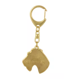 Fox Terrier Wire - Gilded key ring with dog in gift box, handbag decoration, luxury accessory by Art-Dog brand