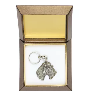 Fox-terrier à poil dur - Pendentif argenté avec un chien dans une boîte décorative, décoration de sac à main, pendentif de sac à dos par la marque Art-Dog