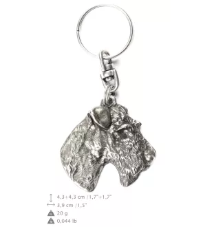 Fox Terrier Drahthaar, Foxterrier - Versilberter Anhänger mit einem Hund in einer dekorativen Box, Handtaschenschmuck, Rucksackanhänger der Marke Art-Dog