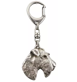Fox Terrier Wire - Silver-plated key ring with a dog in a gift box, handbag decoration, backpack pendant by Art-Dog brand