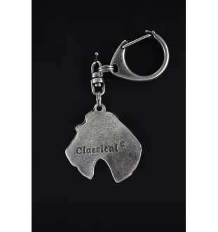 Fox Terrier Wire - Silver-plated key ring with a dog in a gift box, handbag decoration, backpack pendant by Art-Dog brand