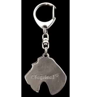 Fox-terrier à poil dur - Porte-clés argenté avec un chien dans une boîte cadeau, décoration de sac à main, pendentif de sac à dos par la marque Art-Dog