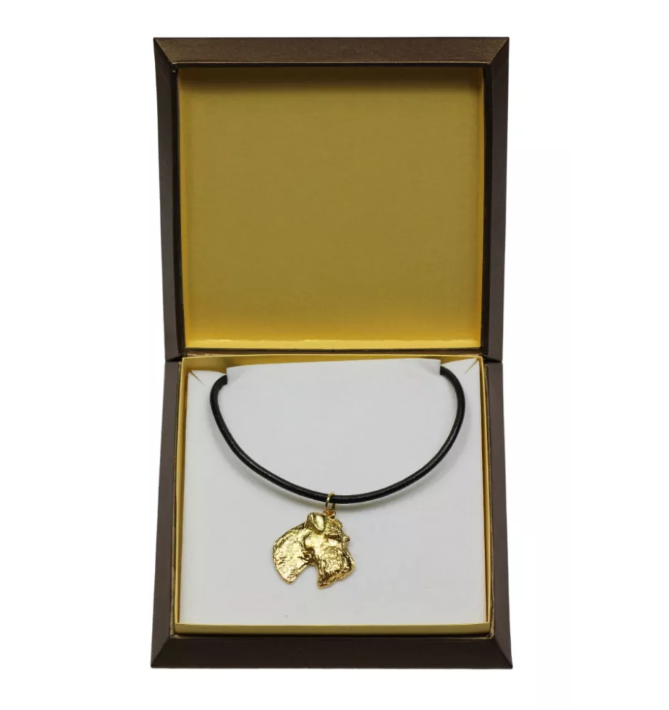 Foksterier szorstkowłosy naszyjnik pozłocony w pudełku Art-Dog