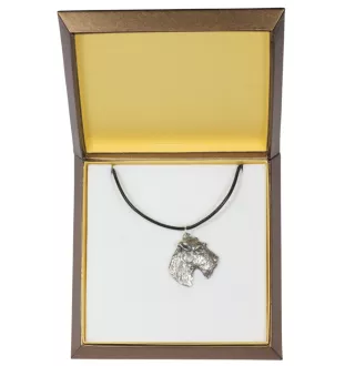 Fox Terrier Wire - Dog necklace in gift box, silver-plated locket for dog fan, striking pendant by Art-Dog brand