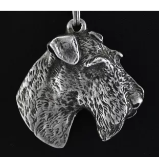 Fox-terrier à poil dur - Collier de chien dans une boîte cadeau, médaillon argenté pour fan de chien, pendentif remarquable de la marque Art-Dog