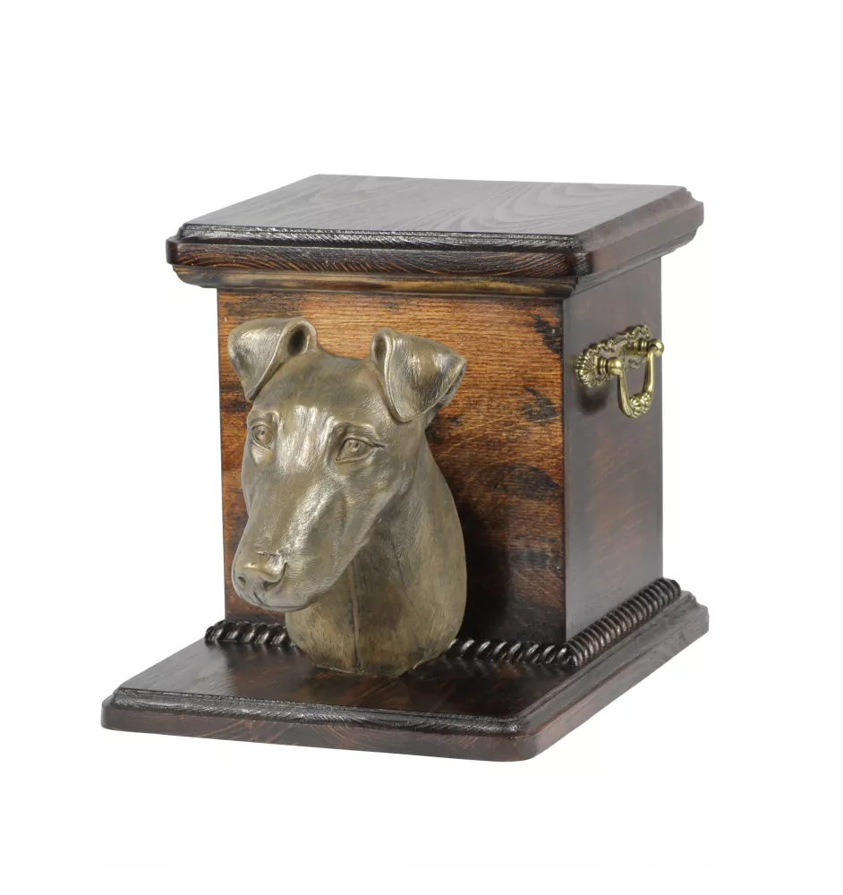 Fox Terrier Smooth - urn for dog ashes with a statuette, elegant urn for a dog, unique urn with a bust of a dog by Art-Dog brand