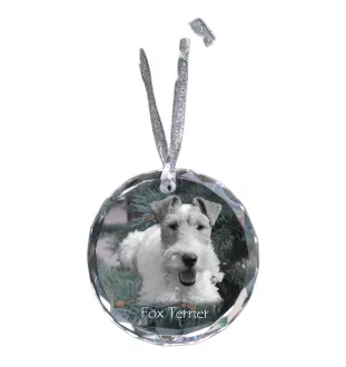 Fox-terrier à poil dur - boule de Noël en cristal avec une photo, photo de chien dans le cristal, décoration personnalisée pour sapin de Noël de la marque Art-Dog