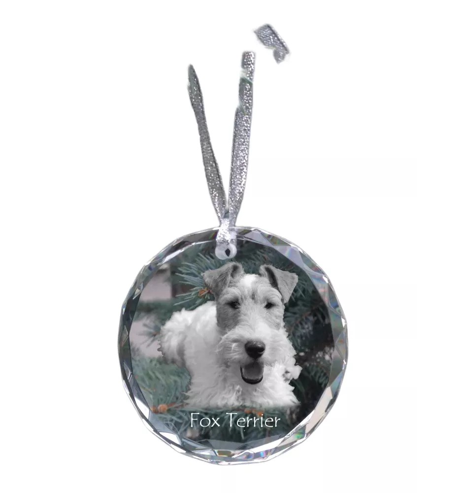 Foksterier szorstkowłosy medal kryształowy z psem Art-Dog