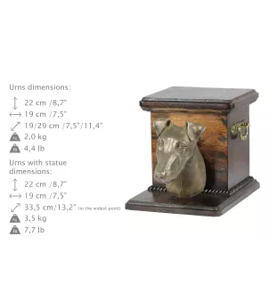 Fox Terrier Smooth - urn for dog ashes with a statuette, elegant urn for a dog, unique urn with a bust of a dog by Art-Dog brand