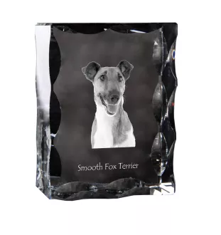 Fox Terrier Smooth - crystal with a picture of a dog, glass statuette with a picture, unique frame with a picture from Art-Dog brand
