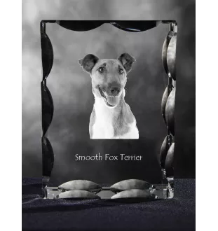 Fox Terrier Smooth - crystal with a picture of a dog, glass statuette with a picture, unique frame with a picture from Art-Dog brand