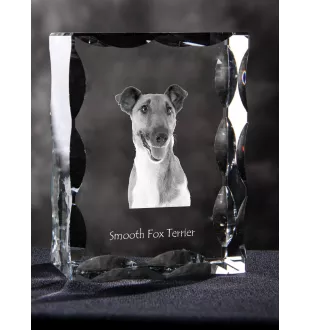 Fox-terrier à poil lisse - cristal avec photo de chien, statuette en verre avec photo, cadre exceptionnel avec photo de la marque Art-Dog
