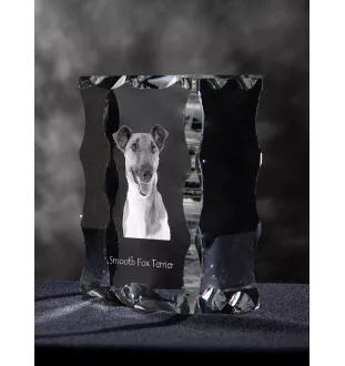 Fox Terrier Smooth - crystal with a picture of a dog, glass statuette with a picture, unique frame with a picture from Art-Dog brand