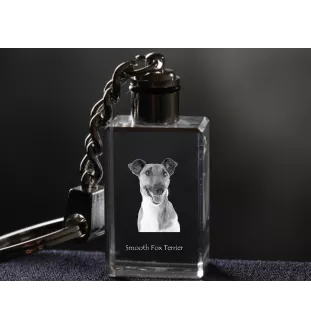 Fox-terrier à poil lisse - Porte-clés en cristal avec photo de chien, porte-clés lumineux, cadeau unique de la marque Art-Dog