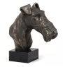 Fox Terrier Wire - Dog statue, bust on stone base, sculpture, trophy for dog show by Art-Dog brand