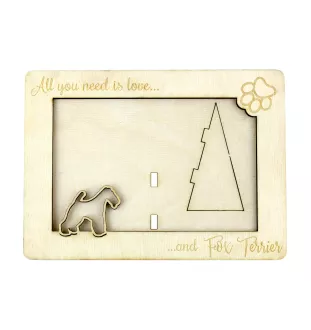 Fox-terrier à poil dur - Cadre photo, cadre en bois gravé, un joli gadget pour l'amoureux des chiens par Art-Dog