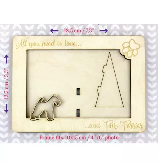 Fox-terrier à poil dur - Cadre photo, cadre en bois gravé, un joli gadget pour l'amoureux des chiens par Art-Dog