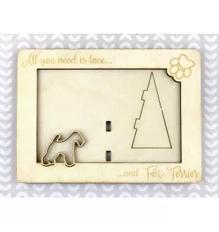 Fox-terrier à poil dur - Cadre photo, cadre en bois gravé, un joli gadget pour l'amoureux des chiens par Art-Dog