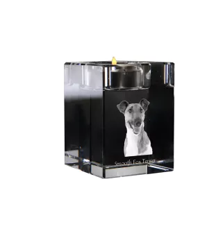 Fox Terrier Smooth - Candle holder with dog photo, crystal tealight holder, personalised gift by Art-Dog brand