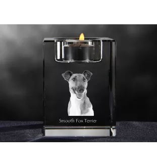 Fox Terrier Glatthaar, Foxterrier - Kerzenhalter mit Hundefoto, Teelichthalter aus Kristall, personalisiertes Geschenk der Marke Art-Dog
