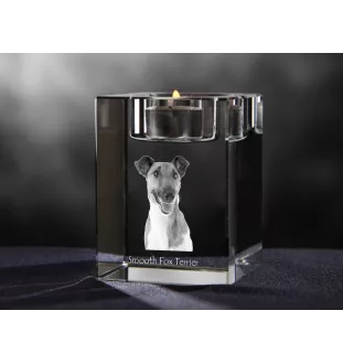 Fox Terrier Glatthaar, Foxterrier - Kerzenhalter mit Hundefoto, Teelichthalter aus Kristall, personalisiertes Geschenk der Marke Art-Dog