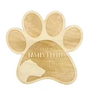 Fox Terrier Drahthaar, Foxterrier - Tasse Untersetzer, graviert Untersetzer mit Hund, Geschenk für Hundeliebhaber von Art-Dog Marke