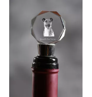 Fox Terrier Smooth - Bottle stopper, crystal wine stopper with photo, personalised gift for bartender by Art-Dog brand