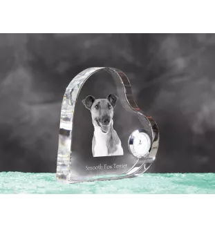 Fox Terrier Glatthaar, Foxterrier - Kristalluhr mit einem Hundebild, Herzregal-Uhr, personalisierte Standuhr der Marke Art-Dog