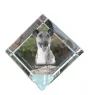 Fox-terrier à poil lisse - un cube de cristal avec une photo, une photo de cheval dans le cristal, un presse-papiers cubique de la marque Art-Dog