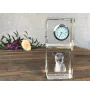 Fox-terrier à poil lisse - montre en cristal avec photo, photo de chien dans un cristal, horloge de bureau personnalisée de la marque Art-Dog