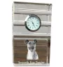 Fox Terrier Smooth - glass clock with a photo, photo of a dog in crystal, personalized standing office clock by Art-Dog brand